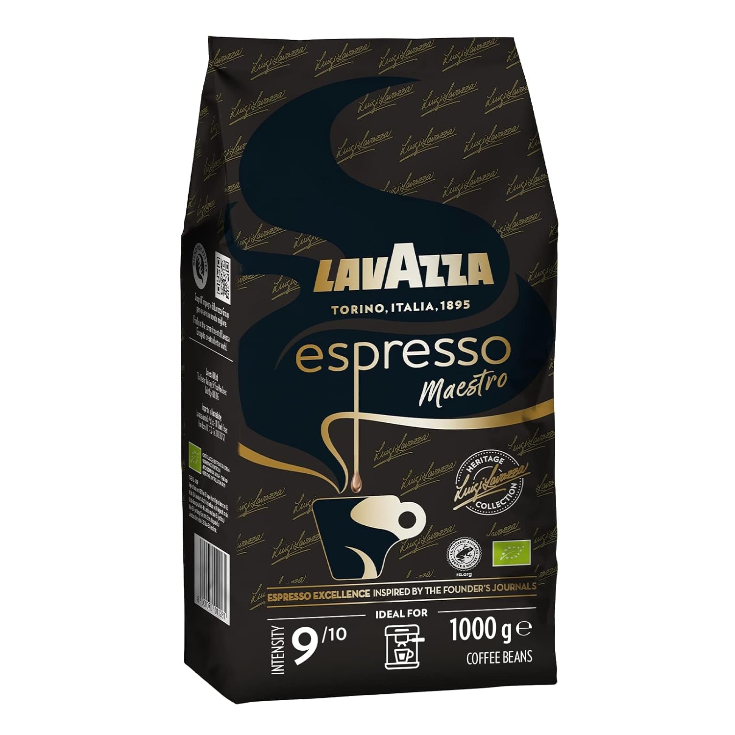 Lavazza Espresso, Kaffeebohnen für Espressomaschinen, ausgewogenes und aromatisches Aroma von Früchten und Blumen, 100 % Bio-Arabica und Robusta-Kaffee Naty Shop 1 kg Maestro