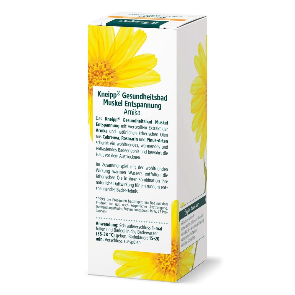 Kneipp Gesundheitsbad, Muskelentspannung, Badeöl mit Arnika-Extrakt und ätherischen Ölen aus Cabreuva-, Rosmarin- und Pinus-Arten, revitalisiert und heilt nach körperlicher Anstrengung, 100 ml Naty Shop