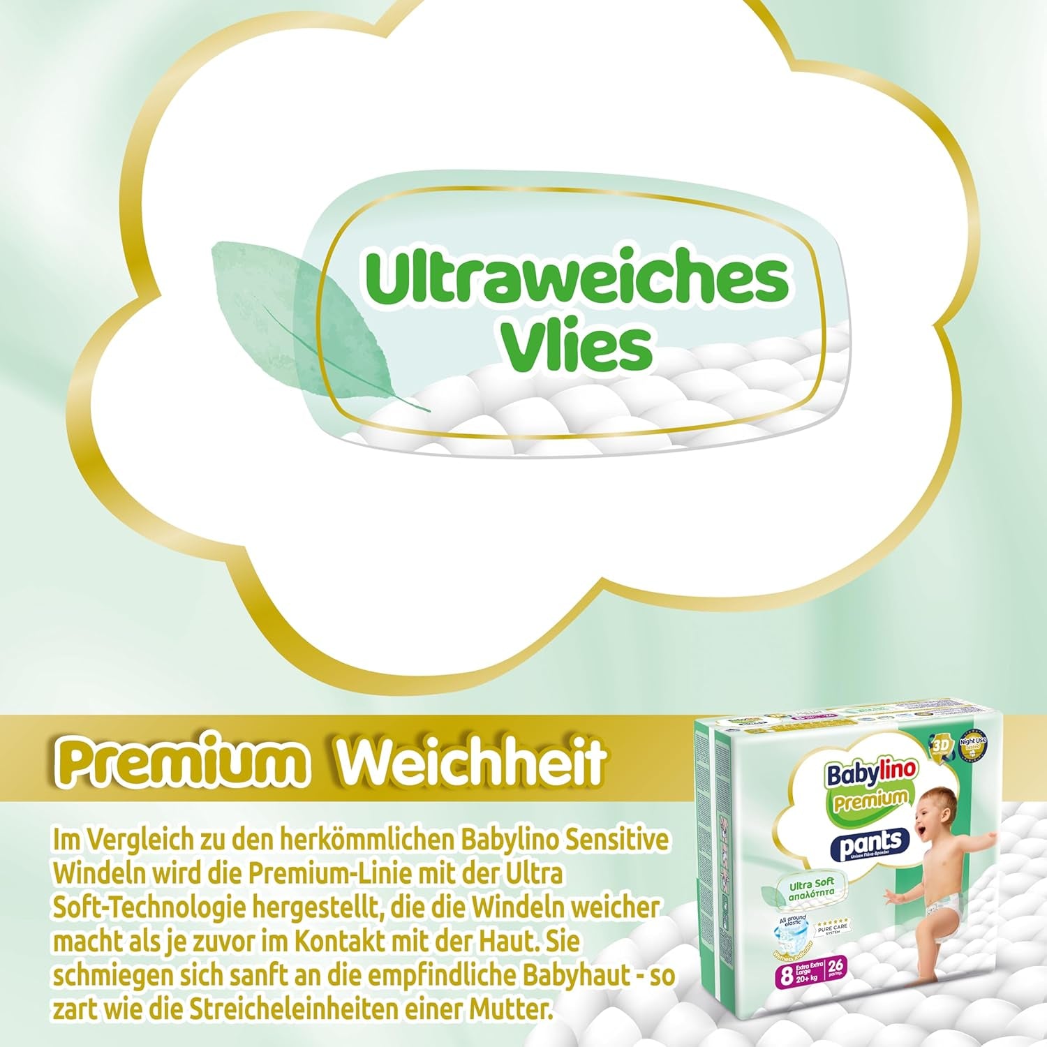 Premium-Hose Größe 8 mit Ultra-Soft-Filter, XXL (20+ kg), 26 Stück