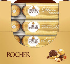 Ferrero Rocher – Knusprige und cremige Haselnuss-Spezialitäten-Pralinen – Valentinstagsgeschenk für Sie und Ihn – 16 Packungen mit 4 einzelnen Pralinen