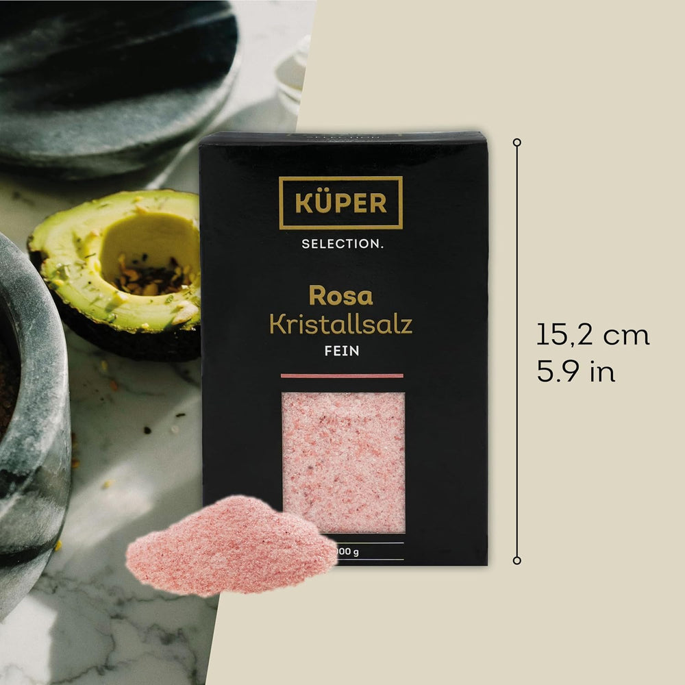 Küper Selection 1000g Kristallsalz rosa fein - rosa Speisesalz zum Würzen und Verfeinern - 100% natürliches Salz