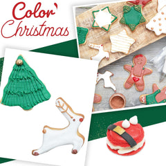 Scrapcooking - Set de 3 coloranți alimentari pudră de Crăciun - Roșu, Verde, Auriu - Colorant alimentar comestibil pentru copt, prăjituri, fursecuri, produse de patiserie, aluat, fondant - Decorațiuni de Crăciun - 4018