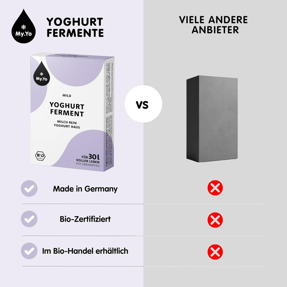 Bio Joghurtferment Mild | 6x5 gr | Joghurtkulturen für bis zu 30 L selbstgemachten milden Joghurt