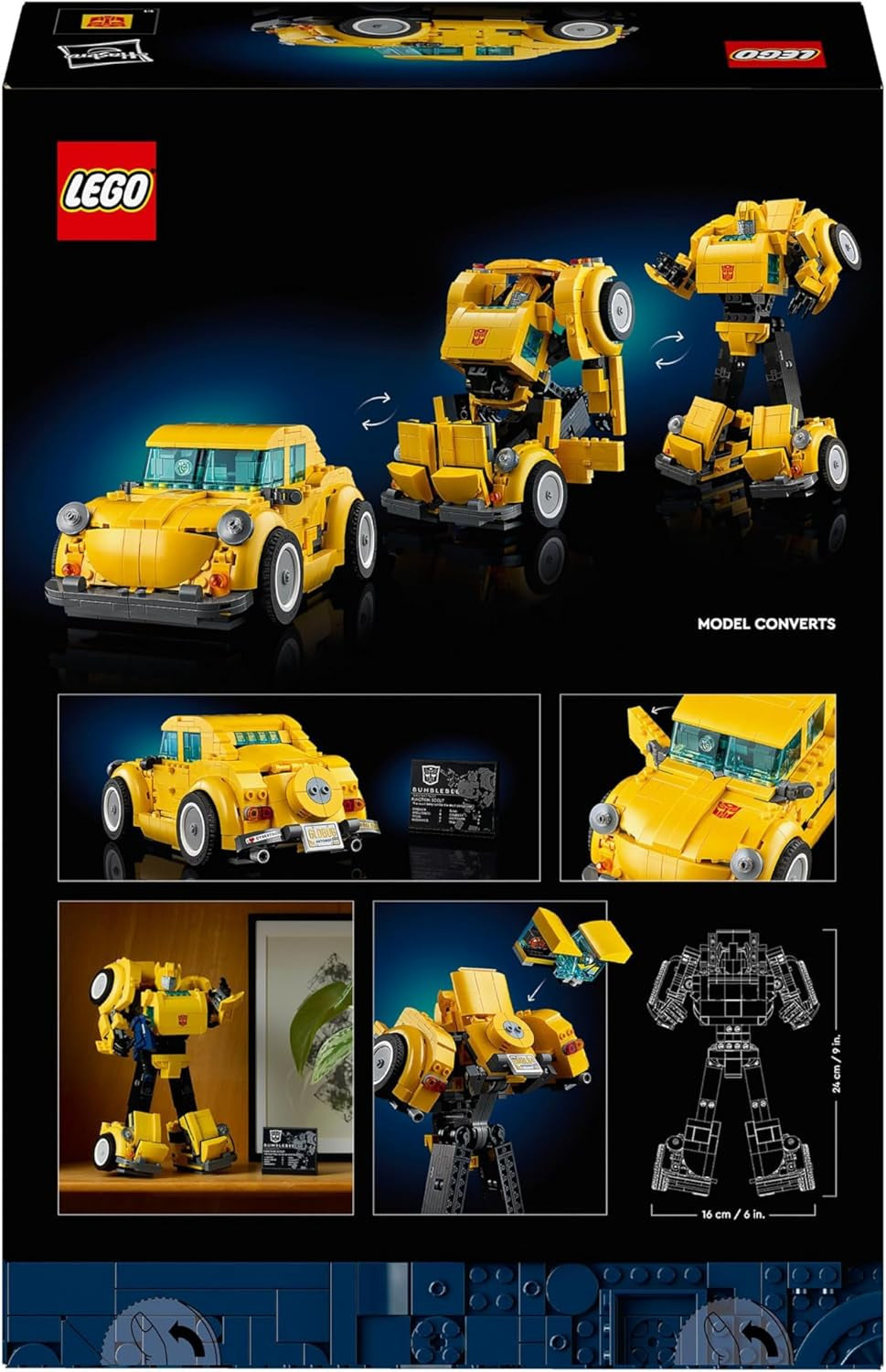 LEGO Icons Transformers Bumblebee, Roboter-Actionfigur zum Sammeln für Erwachsene, Filmbauset für Science-Fiction-Fans, kann in ein Auto verwandelt werden, Abenteuerspielzeug 10338 Bausätze Besuchen Sie den LEGO-Store