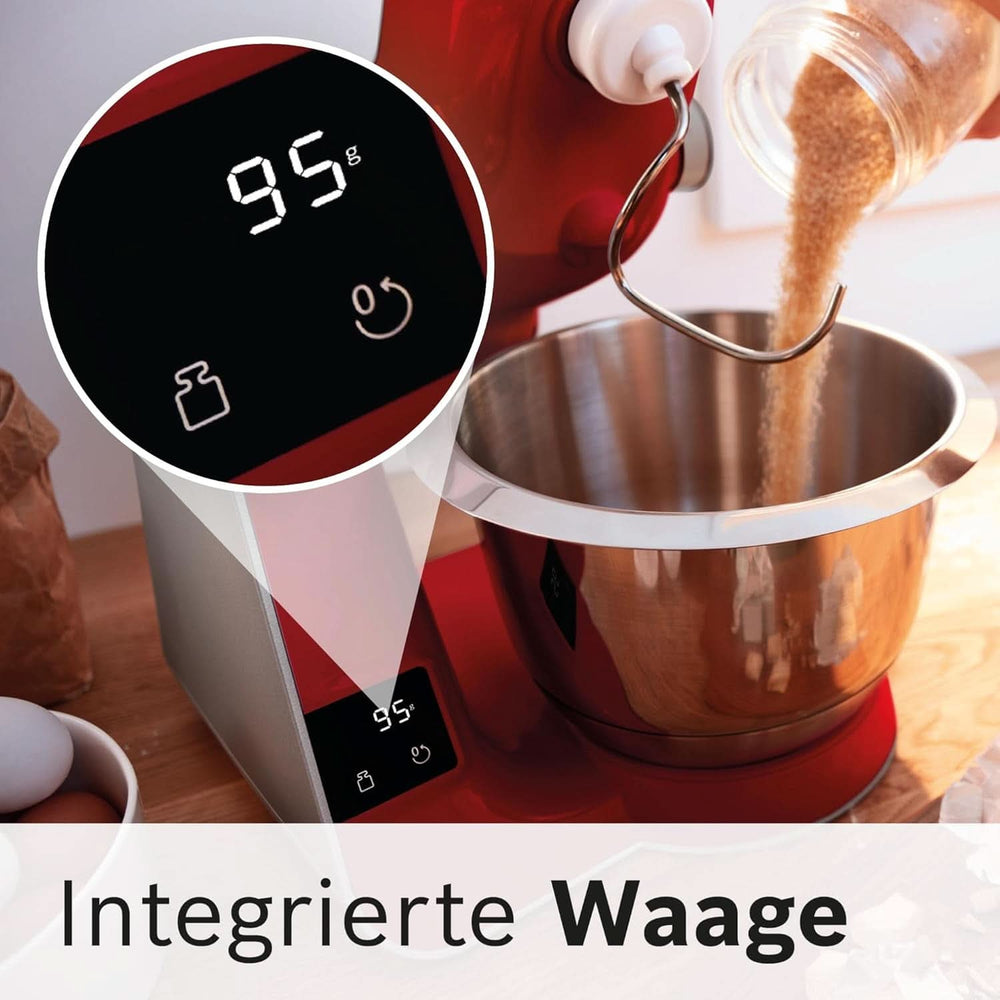 Küchenmaschine Bosch Serie 4 MUM5X720, integrierte Waage, Edelstahlschüssel 3,9 l, Mixer 1,25 l, 1000 W, Zubehör für Lebensmittel und Stillen, Bebe Naty Shop