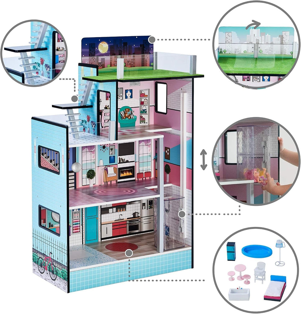 Olivia'S Little World Style Barcelona Casa de păpuși Casa de păpuși, albastru TD-13111D Casute de papusi Naty Shop