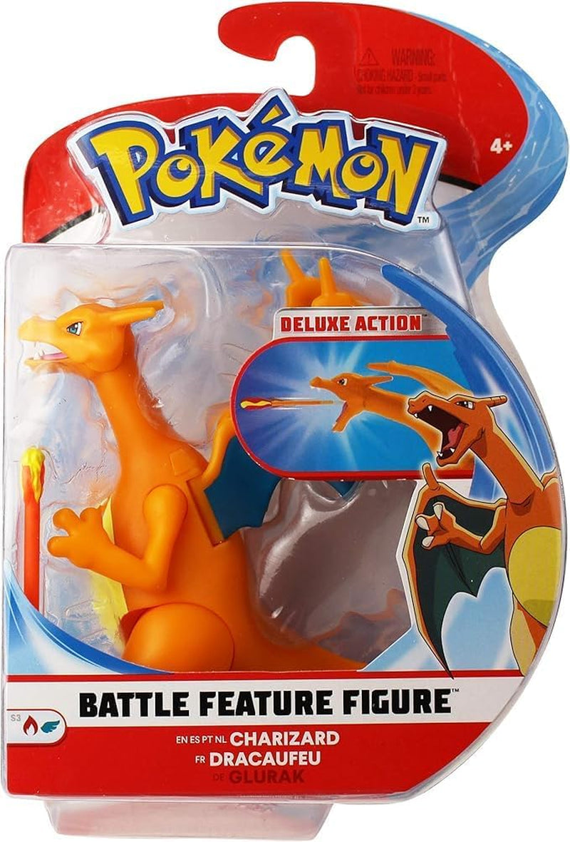 Pokémon PKW0368 – Battle Feature Figure – Glurak Offizielle bewegliche Figur 11,5 cm Actionfiguren Naty Shop
