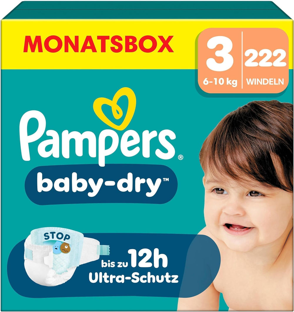 Pampers Baby-Dry Windeln, Größe 5, 174 Windeln, 11 kg – 16 kg, bis zu 100 % Auslaufschutz und Komfort die ganze Nacht