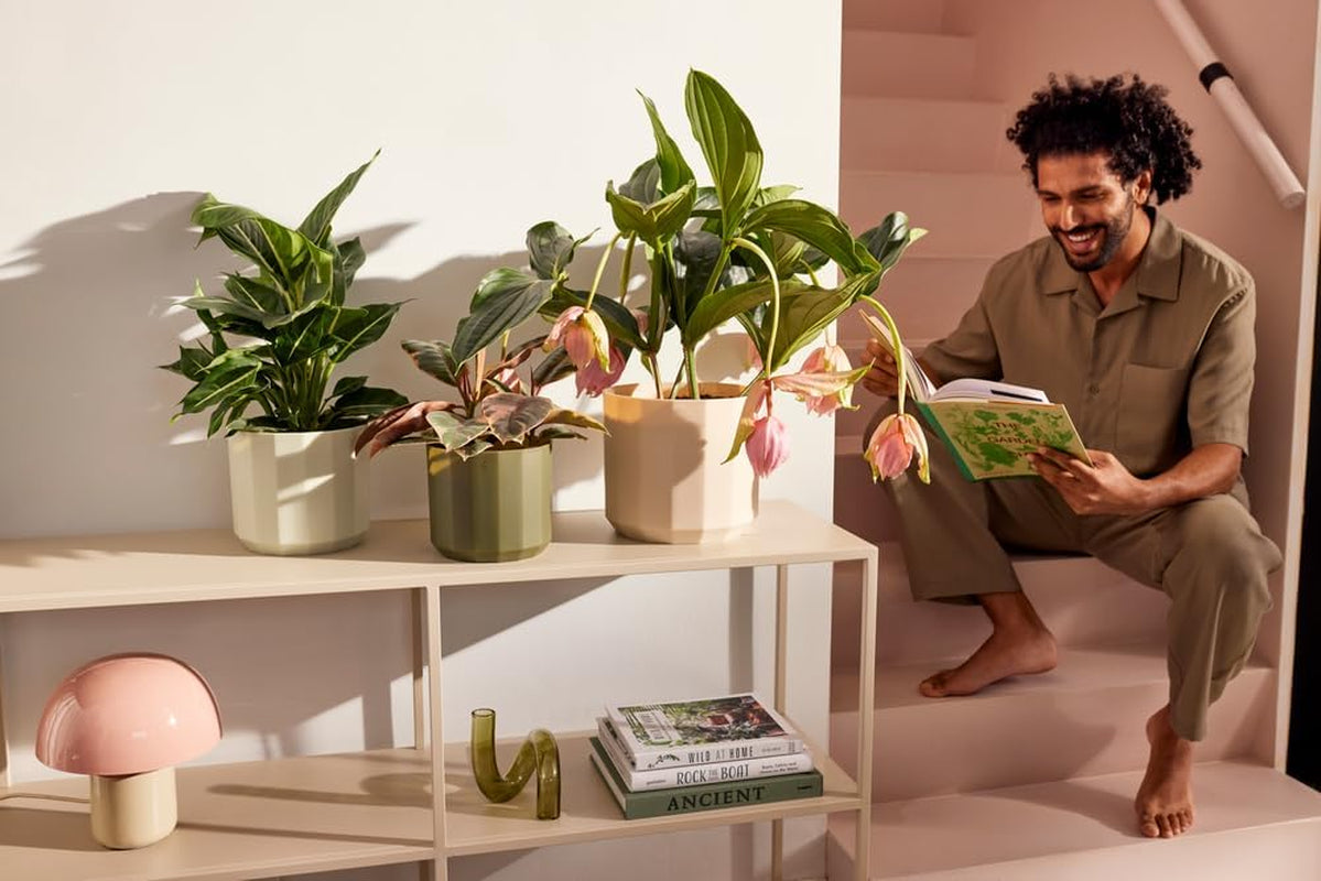 Ghiveci rotund elho Facet 17cm - pentru interior - 100% plastic reciclat - Ø 16,6 x H 14,9 cm - Roz/Roz migdală