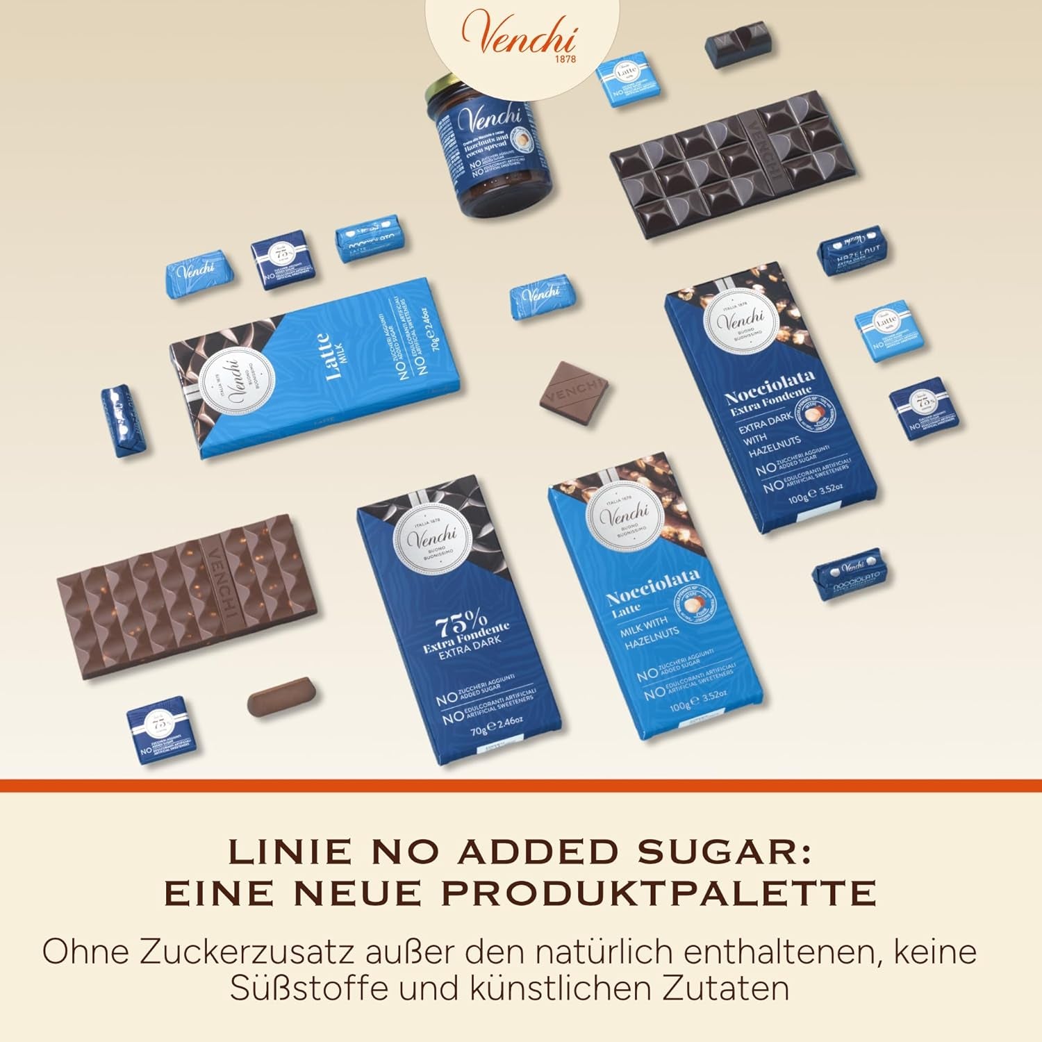 Venchi – Schokoriegel mit Milch und Haselnüssen – 70 % Zucker – Pralinen mit ganzen Haselnüssen aus dem Piemont g.g.A., 1 kg – Glutenfrei