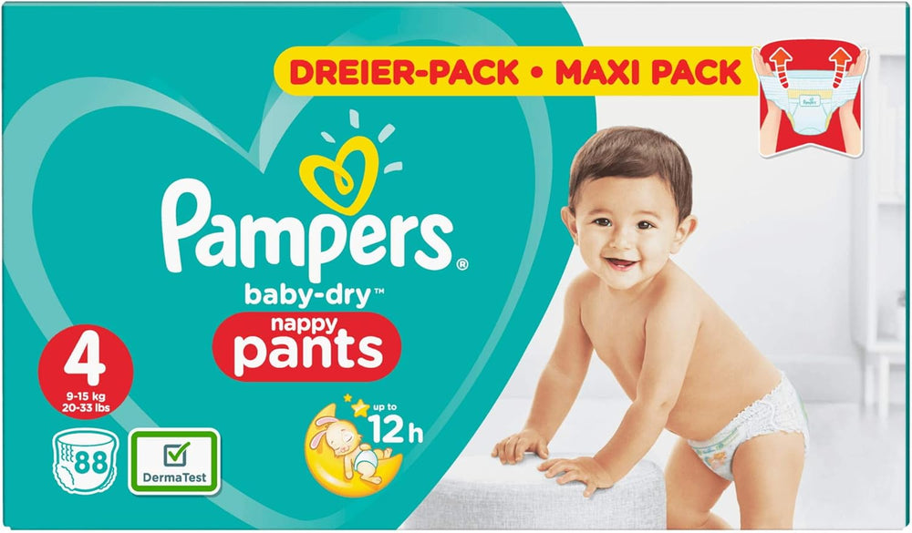 Pampers (alte Version), Höschen, Größe 4, 9 kg–15 kg, Dreierpack (1 x 88 Windeln)
