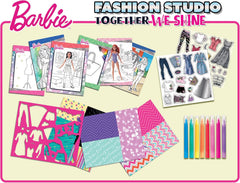 Lisciani – BARBIE – Skizzenbuch Set Wir Glänzen – Modestudio – Models zum Anziehen – Kreatives Spiel – Supermodische Kleidung – Farbmarker – Für Mädchen ab 4 Jahren