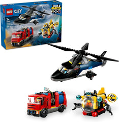 LEGO City Kombiset aus Hubschrauber, Löwenauto und U-Boot und 3 Minifiguren – baubare Spielzeugfahrzeuge für Jungen und Mädchen ab 7 Jahren – Geburtstags- und Weihnachtsgeschenk 60462 Bausätze Besuche den LEGO-Store Standardtitel