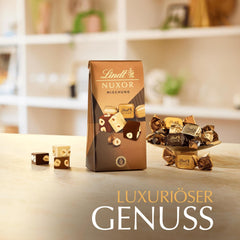 Lindt-Schokolade | Mischung für Beutel NUXOR | 103g | Cremige Gianduja-Schokoladenwürfel in drei Sorten mit gerösteten ganzen Haselnüssen | Schokoladengeschenk