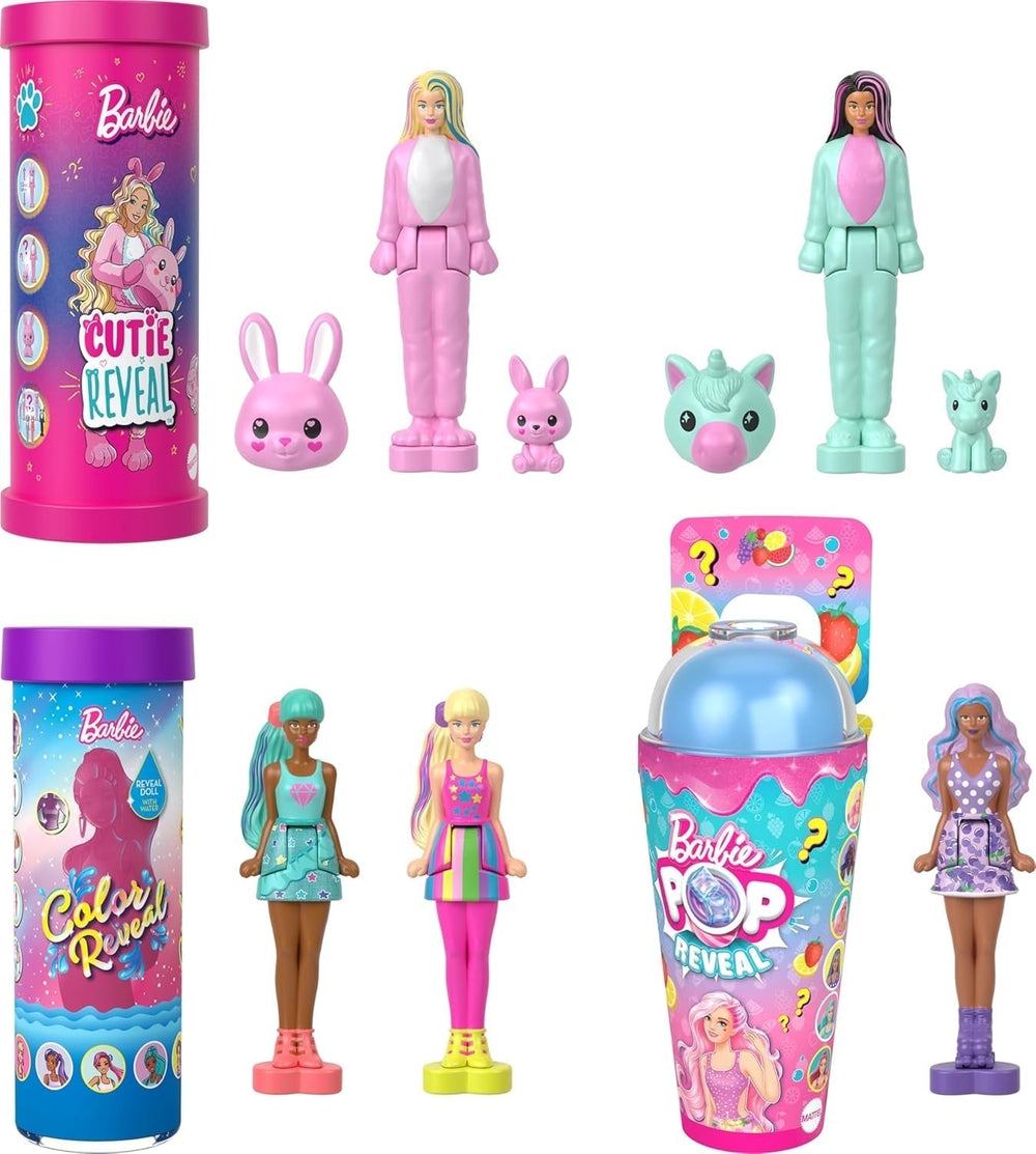 Barbie Mini Barbieland Set mit 5 Fashionistas-Puppen, ca. 3,8 cm große Mini-Puppen in Lippenstifthüllen, Überraschungskollektionsset (Stile können variieren), JBD26 Naty Shop-Puppen, 2er-Pack