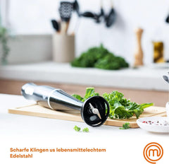Masterchef Stabmixer, Pürierstab Mit Spritzschutz, Zauberstab Küchengerät, Elektrischer Mixstab Hand Blender Mit 2 Geschwindigkeiten, Eintauchfunktion, Spülmaschinenfeste Komponenten, 200W, Schwarz Kitchen Naty Shop