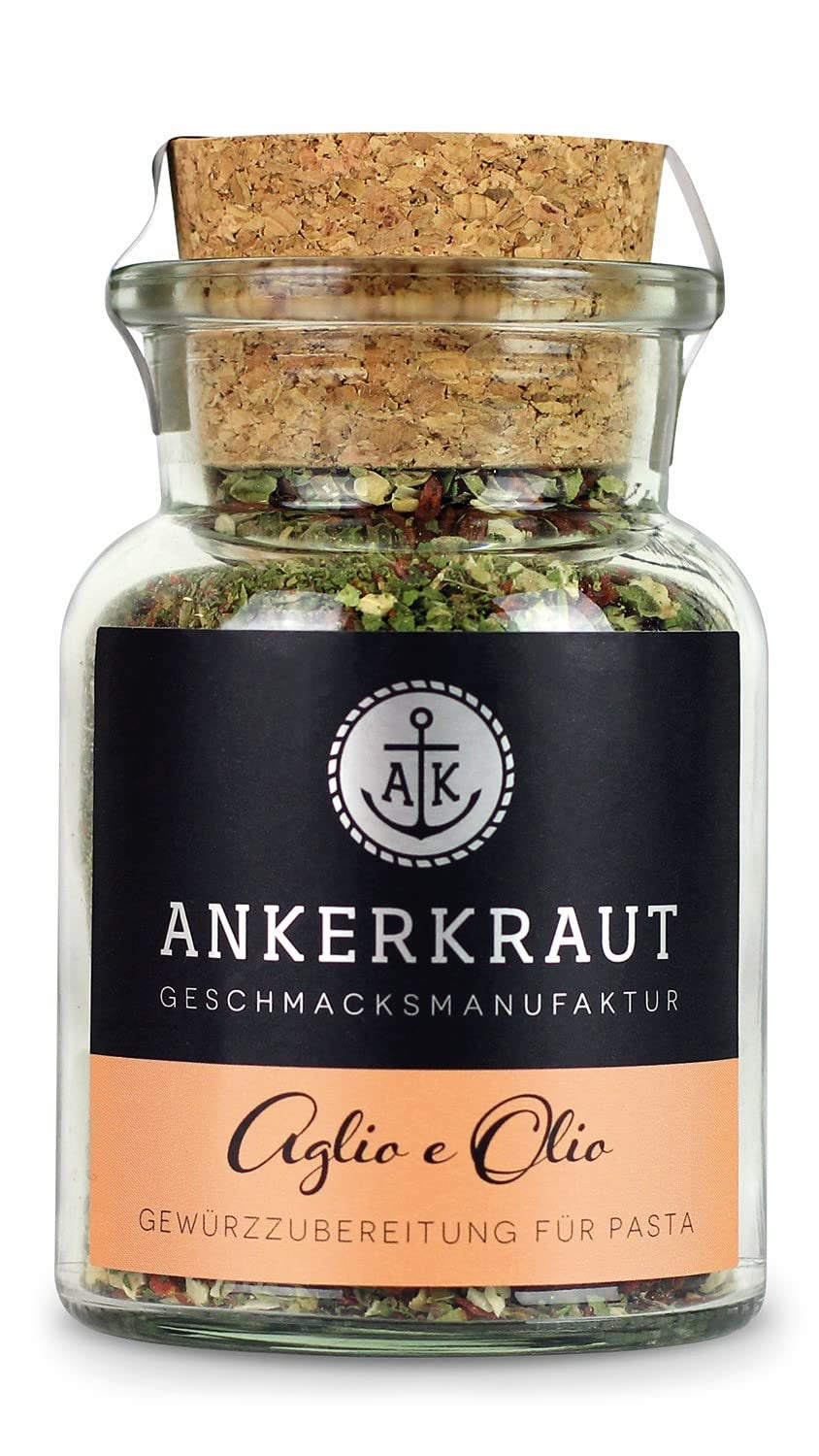 Ankerkraut Aglio e Olio, italienische Gewürzmischung für Pasta und klassische Spaghetti-Nudeln, 120g im Aromabeutel