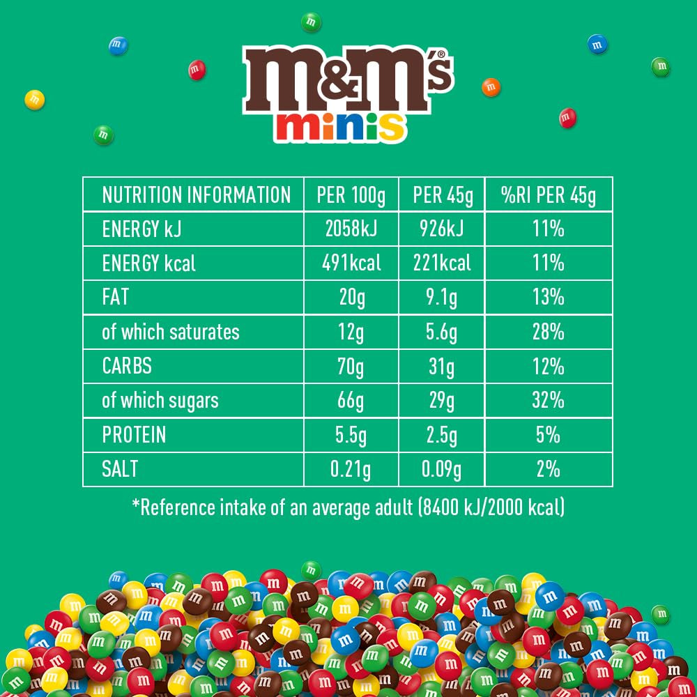 M&M's Chocolate Minis, Schokolade, 1 x 324 g, Schokoladenlinsen (324 g) (2er-Pack)