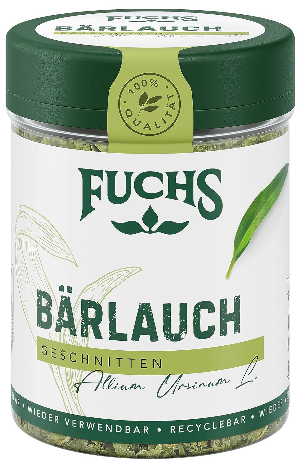Fuchs Gewürze - Bärlauch geschnitten - würzige Schärfe für Quark-Dips, Frischkäse oder Risotto - natürliche Zutaten - 8 g in wiederverwendbarer, recyclebarer Dose