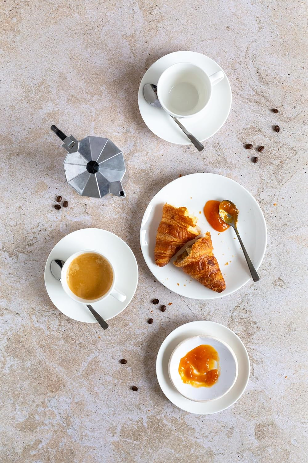 MÄSER 934105 Seria Belmira, serviciu clasic de cafea pentru 6 persoane, set de cafea cu 18 piese, atemporal, elegant, delicat, porțelan, alb