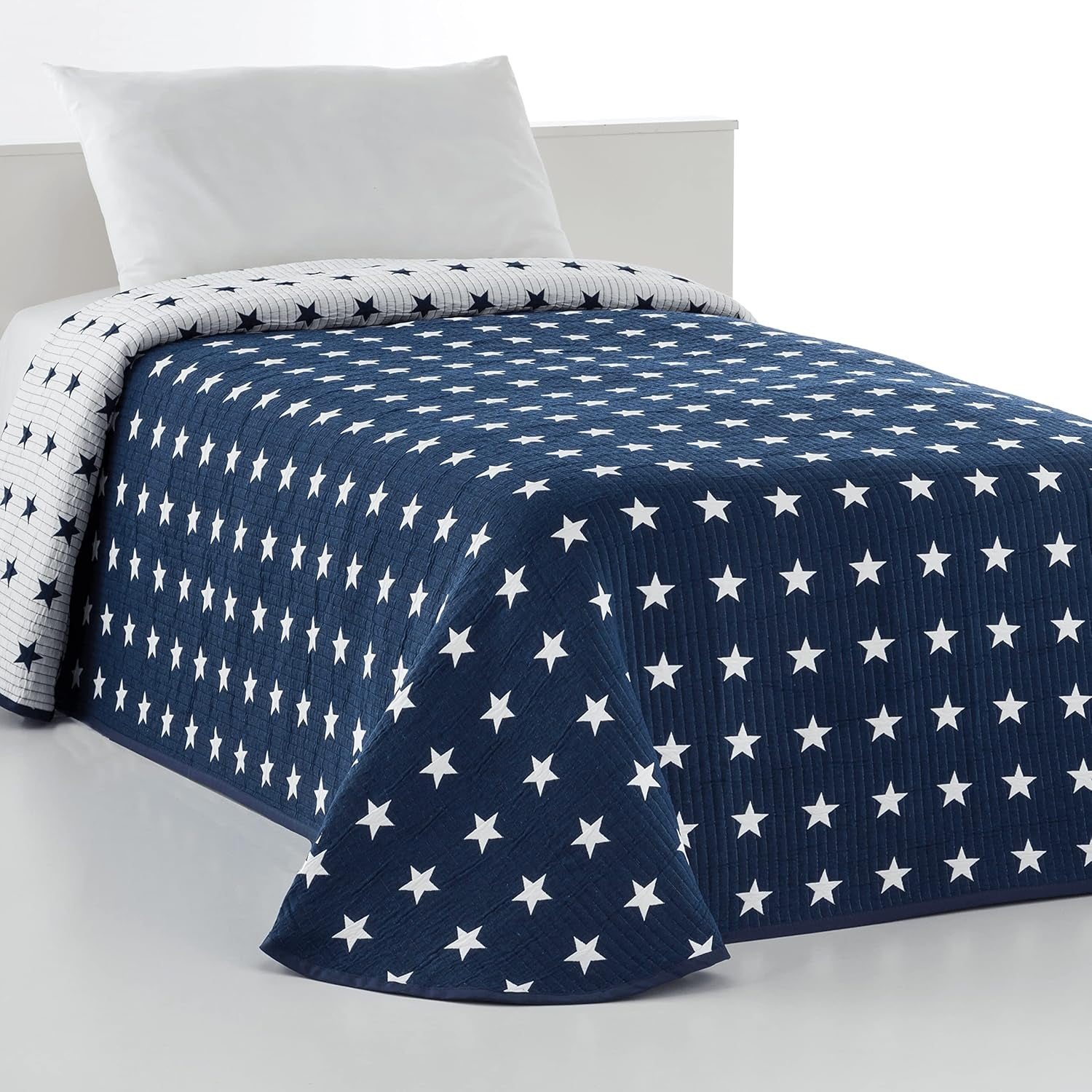 VIALMAN Bettbezug Sofia 10 Kingsize-Bett | Sterndecke | Steppdeckengröße 250 x 270 cm | Bettbezug & Sofaüberwurf marineblau Betten und Decken Besuche den VIALMAN-Store Marineblau Cama 135: 230 cm x 270 cm