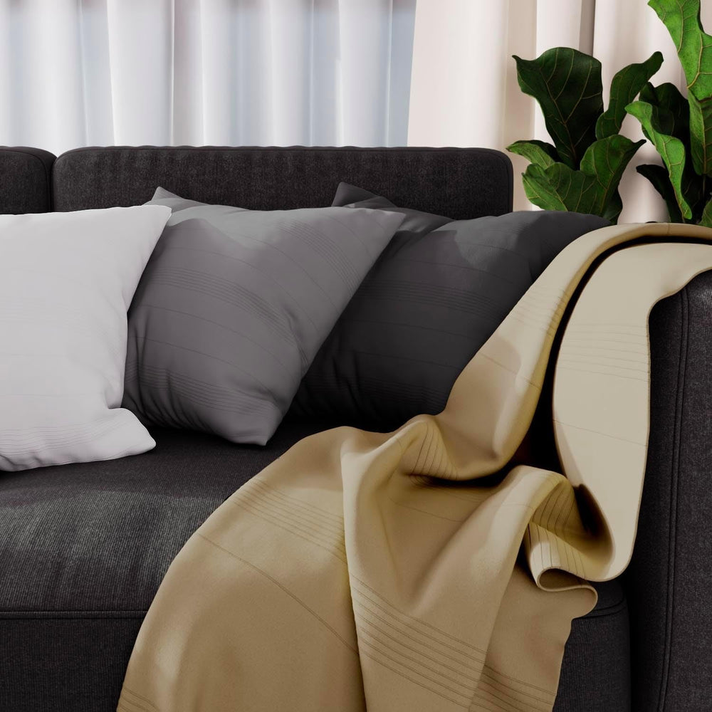 Soleil D'Ocre Adele Plaid, geworfen vom Sessel, Polycoton, Grau, 140 x 200 cm. Betten und Decken. Besuche den Soleil d'ocre-Store, Elfenbein, 140 x 200 cm