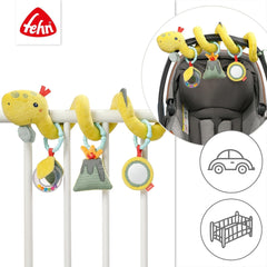 Fehn Activity Spiral Dino - jucărie de cărucior pentru pipăit și prindere - jucărie dinozaur pentru copii pentru pat, loc de joacă, cărucior pentru sugari și scaun auto - jucărie de activitate motorie pentru bebeluși și copii mici de la 0+ luni Jucarii Bebe Naty Shop