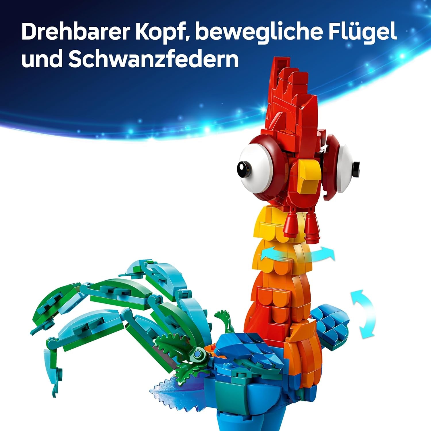 LEGO ǀ Disney Vaiana 2: Heihei Spielzeug - Tierfigur zum Spielen & Ausstellen mit drehbarem Kopf, beweglichen Flügeln & Schwanzfedern sowie Ständer - Geschenk für Mädchen ab 9 Jahren - 43272