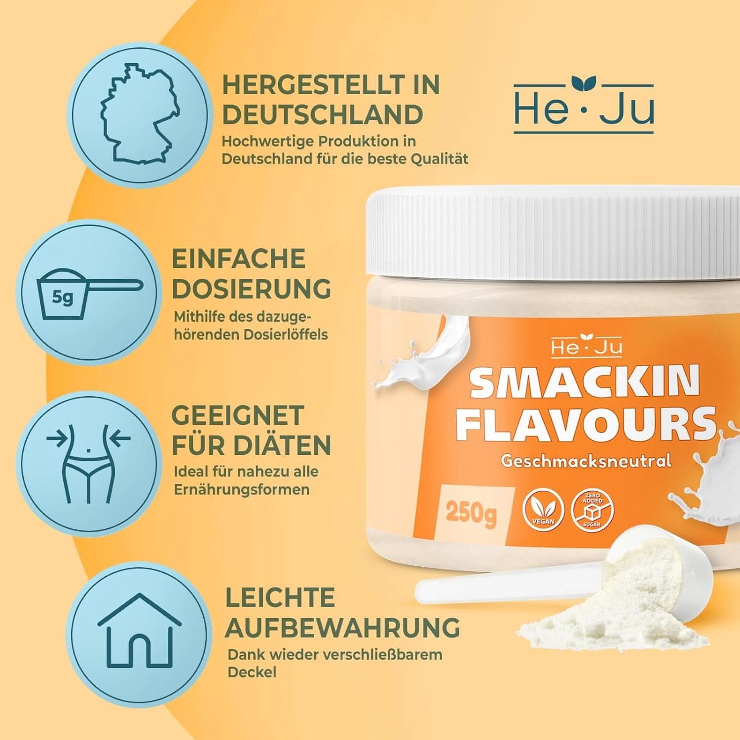 He-Ju, Pulver mit neutralem Geschmack, 250 Gramm Aromen Naty Shop