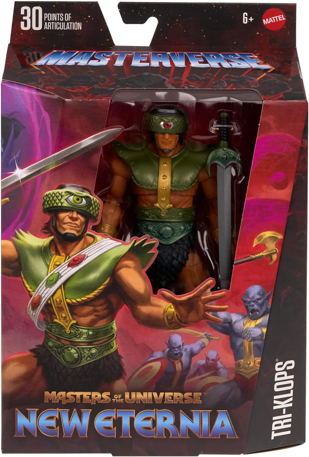 Masters of the Universe Masterverse New Eternia Tri-Klops Actionfigur Deluxe-Sammelfigur mit 30 Bewegungspunkten und Zubehör Motu Toy HYC52 Actionfiguren Naty Shop