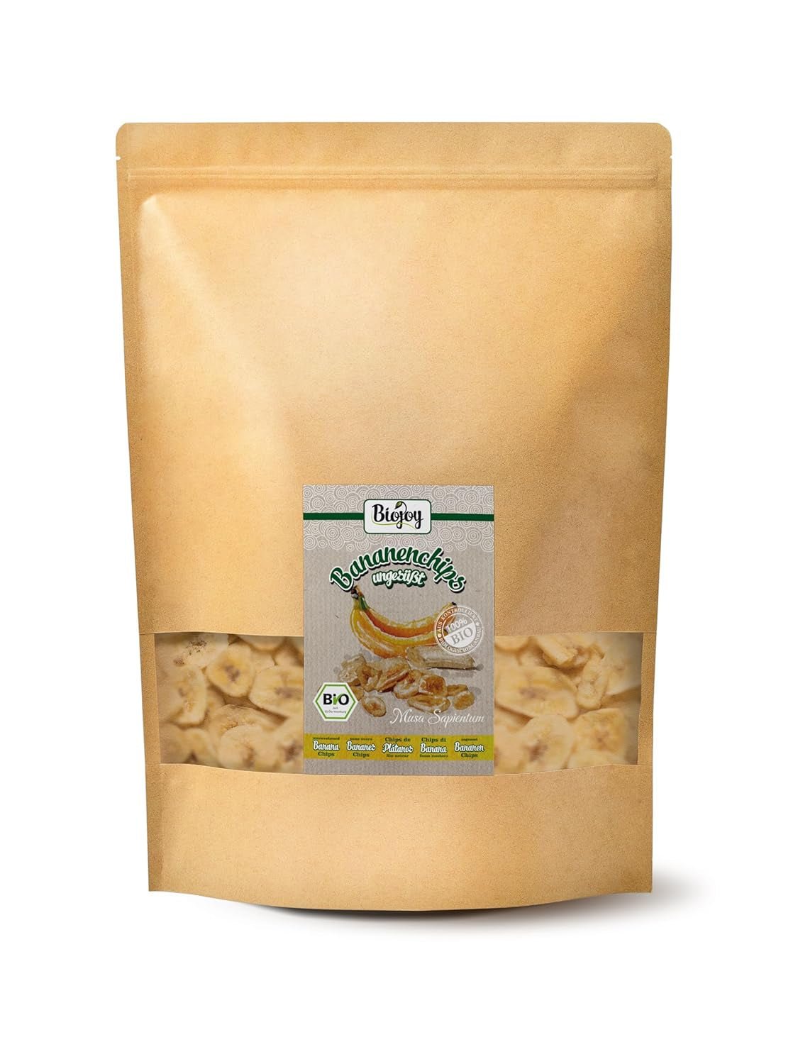 Biojoy chipsuri de banane ecologice (500 g), uscate și nesulfurate Produse deshidratate Naty Shop 1 kg (1 pachet)