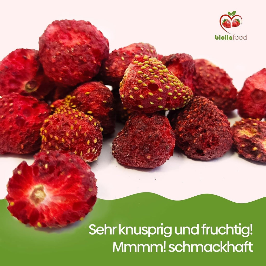 biolla food căpșuni întregi uscate, 0,5 kg, 100% naturale. Gustări sănătoase pentru copii. Ideale pentru smoothie-uri, muesli cu ovăz, ceai și terci. Durată lungă de valabilitate. VEGAN, FĂRĂ GLUTEN, ALIMENTE CRUDE Produse deshidratate Naty Shop