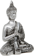 Buddha thailandez cu pânză de meditație argintie reflectorizantă cu mâini, 13 cm, argintiu Statuete si sculpturi Naty Shop Titlu implicit