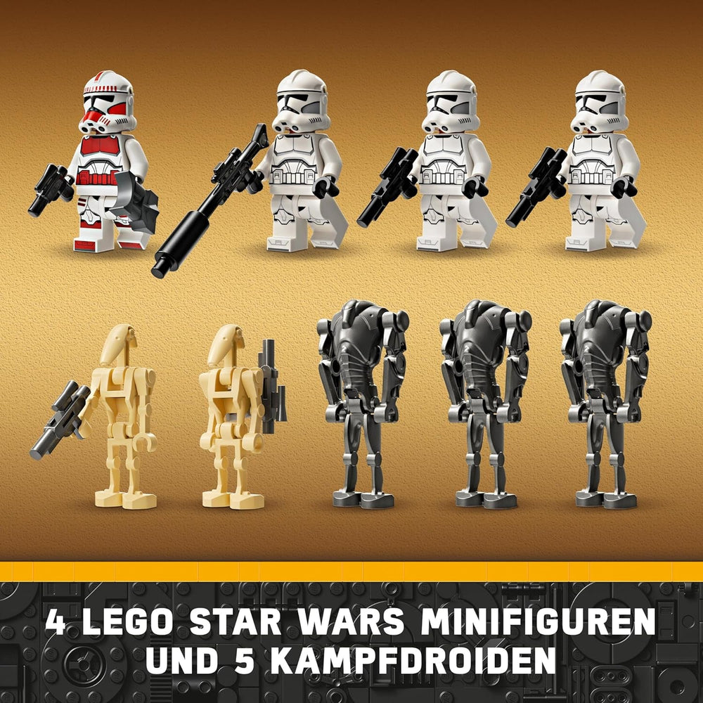 LEGO Star Wars 75372 Clone Trooper & Battle Droid Battle Pack, inkl. 4 Minifiguren, 5 Droiden und Speeder-Motorrad mit Shooter – Konstruktionsspielzeug für Jungen und Mädchen ab 7 Jahren. Bausätze Besuchen Sie den LEGO-Store