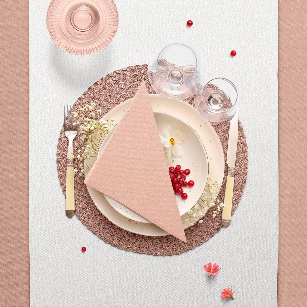 PAW - Șervețele Airlaid (40 X 40 Cm) I 50 bucăți I Unicolor I Asemănătoare țesăturii I Decor de masă elegant I Horeca I Pentru ocazii importante precum nunți, petreceri, Crăciun I Unicolor: Roz