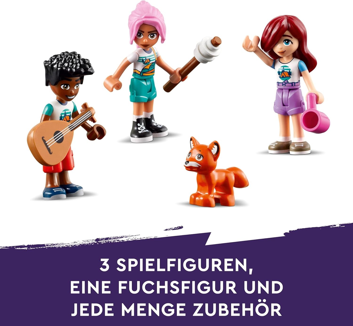 LEGO Friends Gemütliche Hütten im Abenteuercamp, Outdoor-Rollenspielset, Kinderspielzeug für Mädchen und Jungen ab 7 Jahren mit 3 Figuren und Fuchs, Campingspielzeug 42624 Bausets Besuchen Sie den LEGO-Store