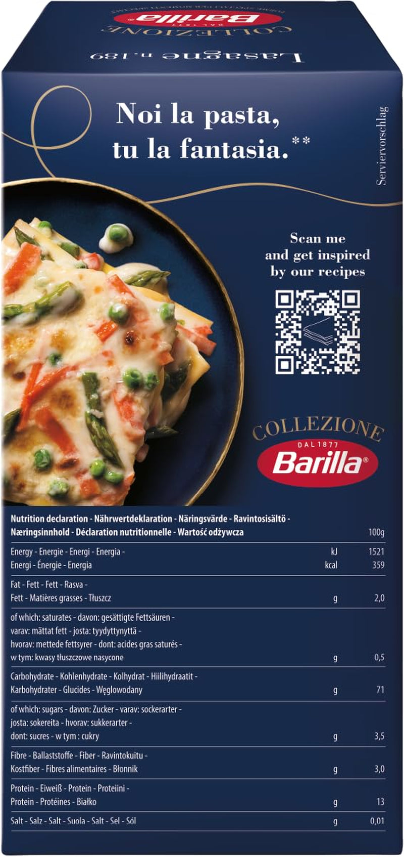 Barilla Collezione Lasagne Pasta aus Hartweizen, immer al dente, 500g