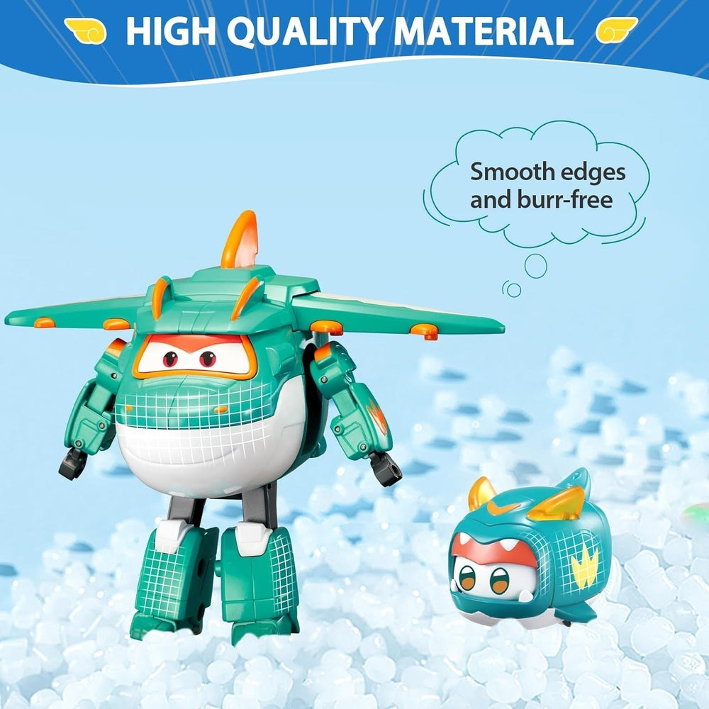 Super Wings EU770447 – Transforming Tino & Pet, verwandelnde Spielzeugfigur ca. 14,5 cm und Haustier mit einer Höhe von ca. 14,5 cm. 4,3 cm, für Kinder ab 3 Jahren. Actionfiguren Naty Shop