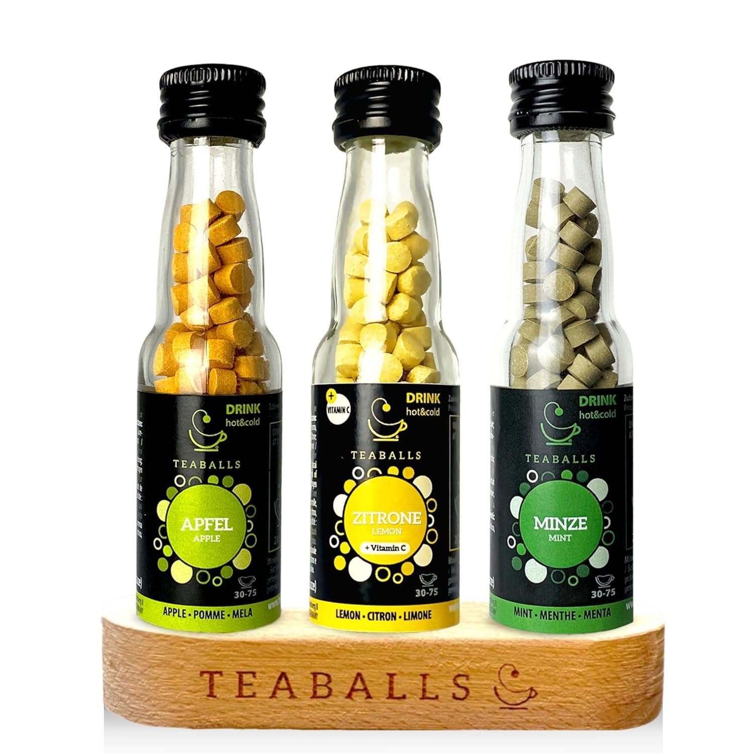 TEABALLS - Set de 3 POWER TEA MIX - ZMEURĂ, ENERGIE, CIREȘE Pentru aproximativ 120 de cești de ceai