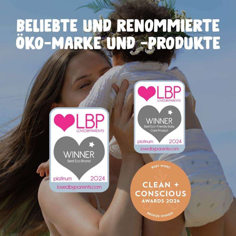 Naty Babytücher | 100 % frei von Kräutern und Duftstoffen für empfindliche Haut | Plastikfreie und zertifiziert kompostierbare Tücher mit 98 % gereinigtem Wasser | 672 Tücher (12 Packungen)