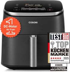 Kosori Turboblaze Heißluftfritteuse Airfryer, 9-in-1, 6 Liter, leise Naty Shop Appliances Dunkelgrauer Turboblaze