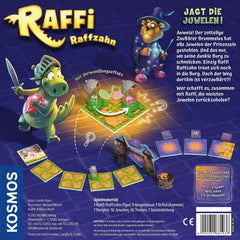 KOSMOS 681036 Raffi Raffzahn Juwelenjagd, spannendes Spiel für Kinder mit magnetischer Drachenfigur, Brettspiel für 2–4 Kinder ab 6 Jahren oder die ganze Familie