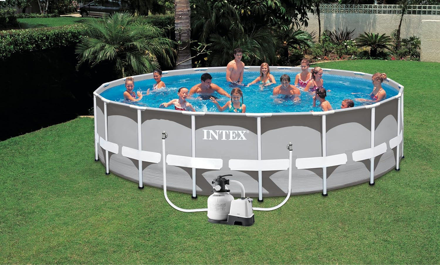 Intex 26676 Krystal Clear Salzwassersystem-Sandfilterpumpe, 7900 l/h Wasserdurchfluss, 6000 l/h Systemdurchfluss für Pools bis zu 32200 l, Kunststoff, weiß