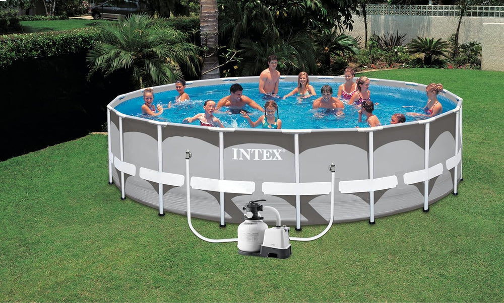 Intex 26676 Krystal Clear Salzwassersystem-Sandfilterpumpe, 7900 l/h Wasserdurchfluss, 6000 l/h Systemdurchfluss für Pools bis zu 32200 l, Kunststoff, weiß
