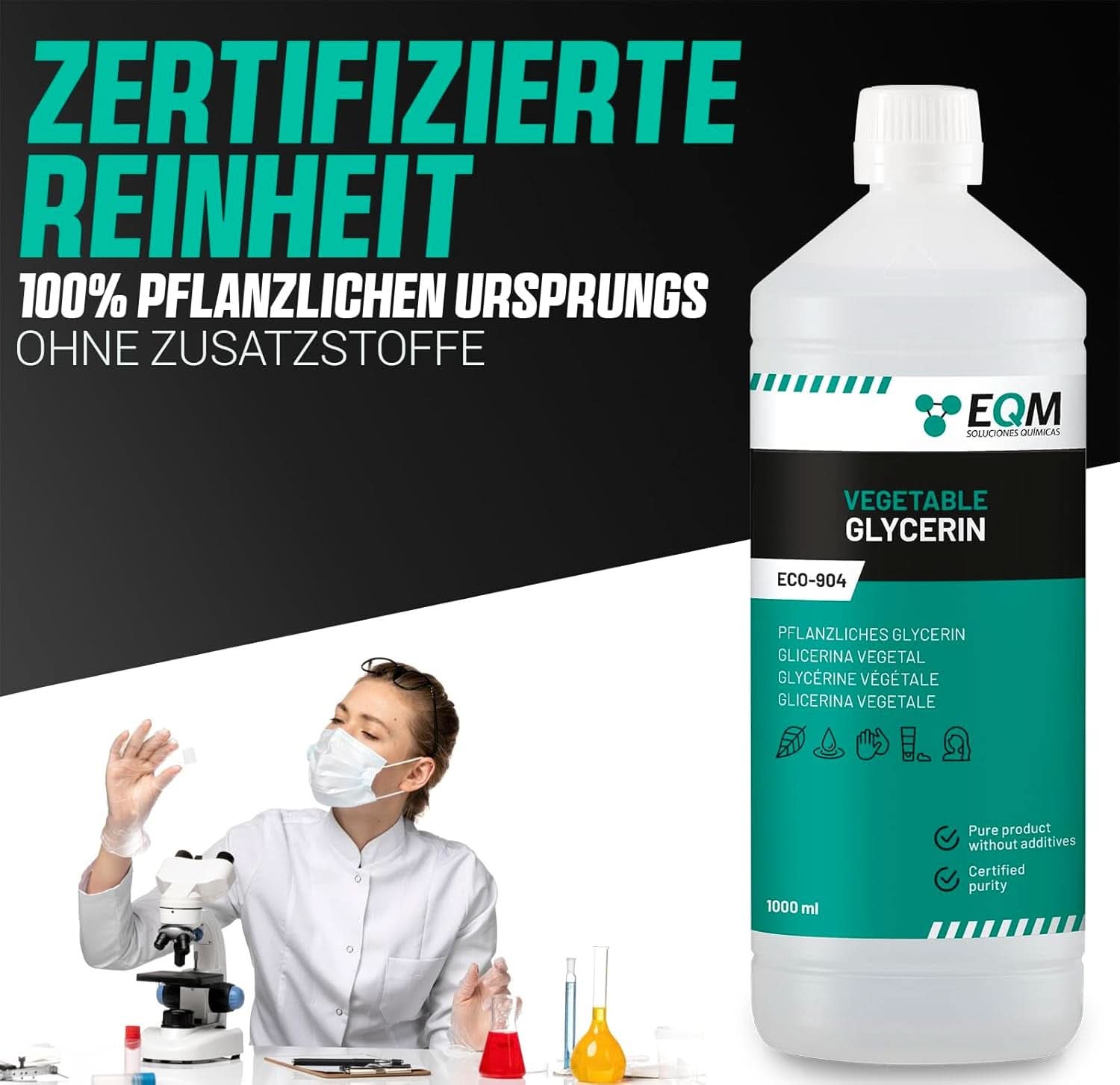 Pflanzliches Glycerin, 100 % natürlich, natürlicher Feuchtigkeitsspender für Haar und Haut, ideal für Seifen, Shampoos, Cremes, 1 Liter Dusche und Bad Naty Shop