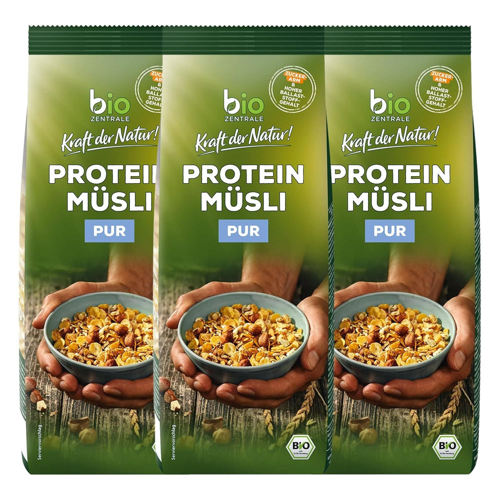 Biozentrale Proteinmüsli pur – 375g – Bio mit Honig – Als Frühstücksflocken oder als Snack