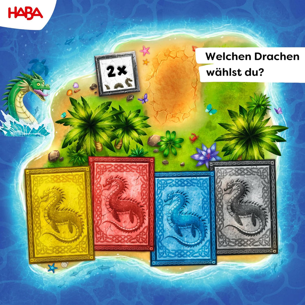HABA Wasserdrachen – Würfel- und Strategiespiel für Kinder ab 5 Jahren – Spannendes Brettspiel mit Drachen und Holzfiguren – Familienspiel für 2–4 Spieler – 1307133001