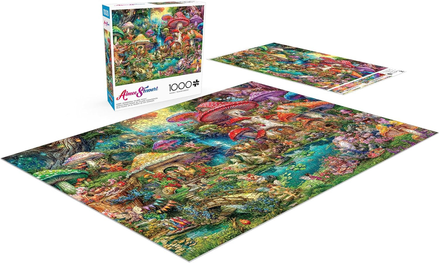 Buffalo Games – Aimee Stewart – Merry Mushroom Village Picnic – 1000-teiliges Puzzle für Erwachsene, anspruchsvolles Puzzle, perfekt für Spieleabende – fertiges Puzzle in der Größe 26,75 x 19,75 cm Naty Shop