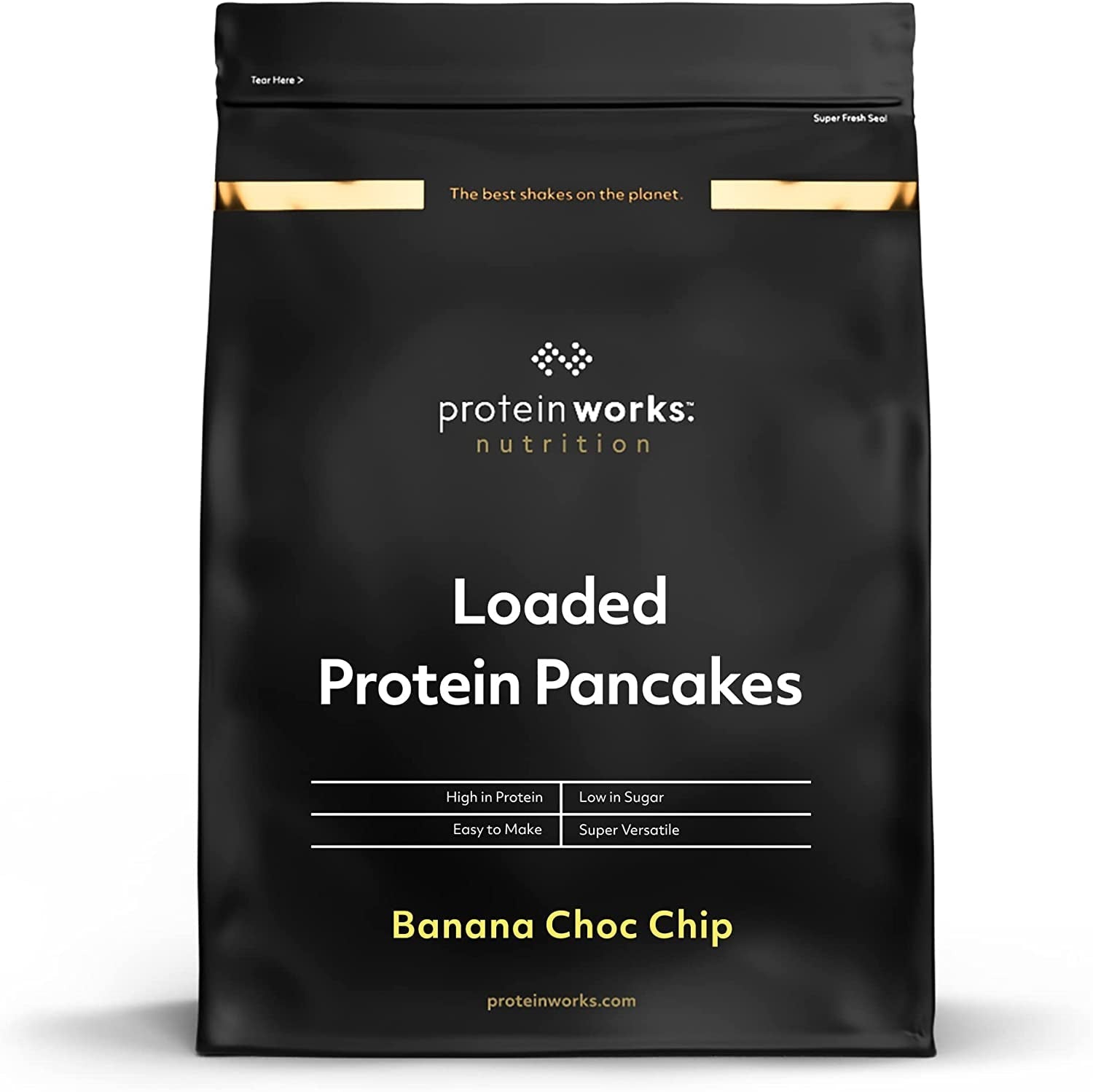 Protein Works – Proteinreicher Pfannkuchen | Premium Pfannkuchenmischung | Eiweißpfannkuchen | Protein-Pfannkuchen | 8 Portionen | Natürlich | 500G Mischung zum Backen und Kochen Naty Shop 500G Bananen-Schoko-Chip