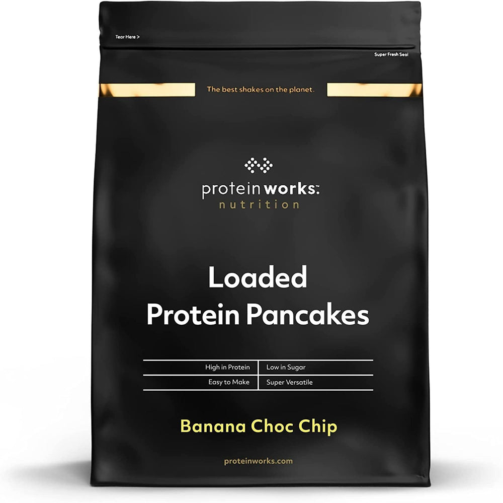 Protein Works – Proteinreicher Pfannkuchen | Premium Pfannkuchenmischung | Eiweißpfannkuchen | Protein-Pfannkuchen | 8 Portionen | Natürlich | 500G Mischung zum Backen und Kochen Naty Shop 500G Bananen-Schoko-Chip